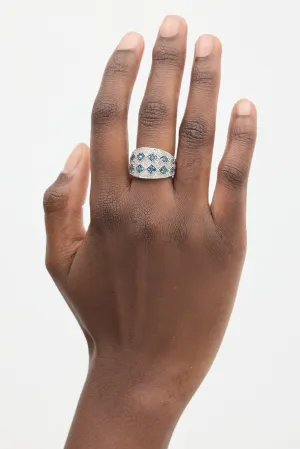10K White Gold & Blue Diamond Argyle Ring