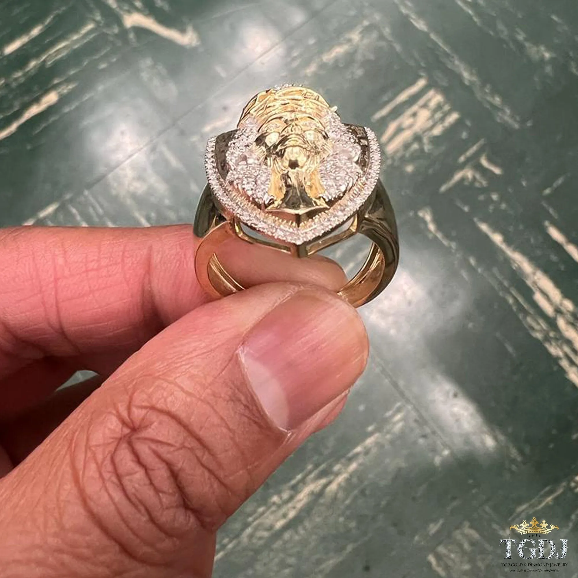 10k Yellow Gold  Signet Christ Jesus 0.24 ct Diamond Mens Ring , Christian ,Christian Gift Jewelry ,Religious Relief Jesus Gift Mens Rings
