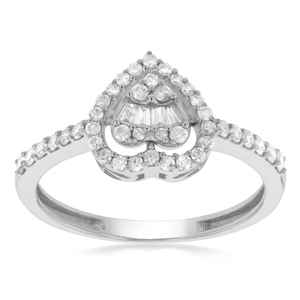 14ct White Gold 1/3 Carat Diamond Heart Ring