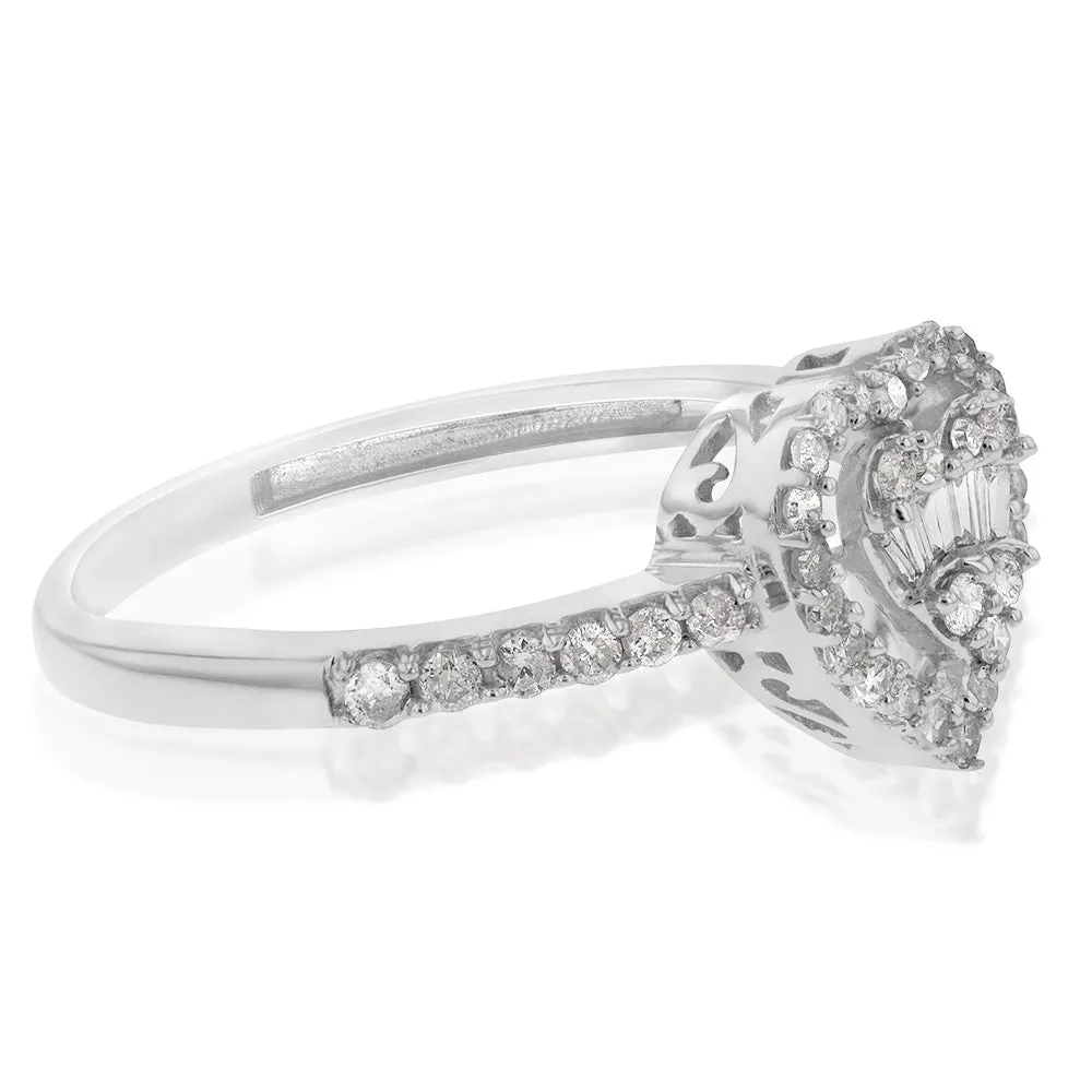 14ct White Gold 1/3 Carat Diamond Heart Ring