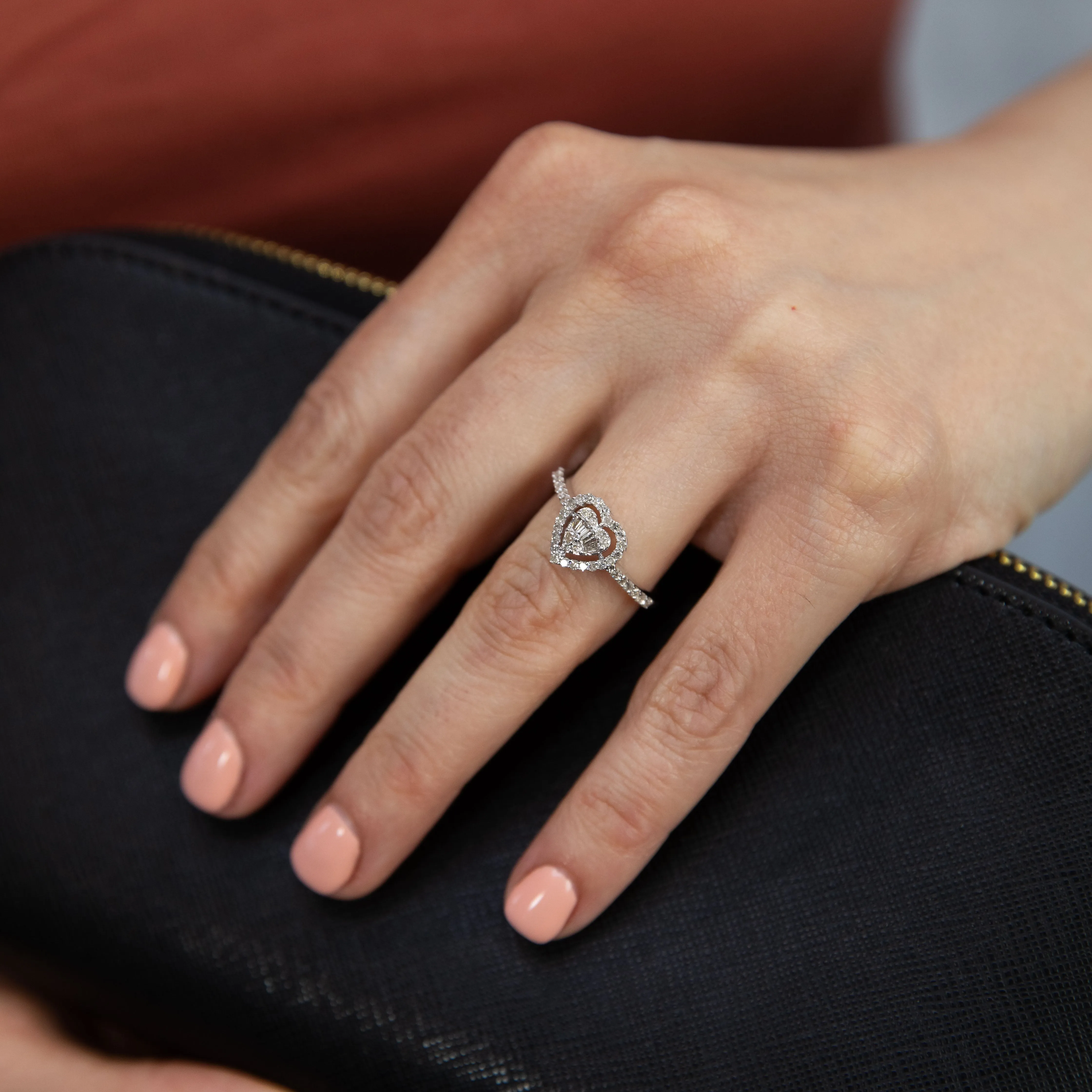 14ct White Gold 1/3 Carat Diamond Heart Ring