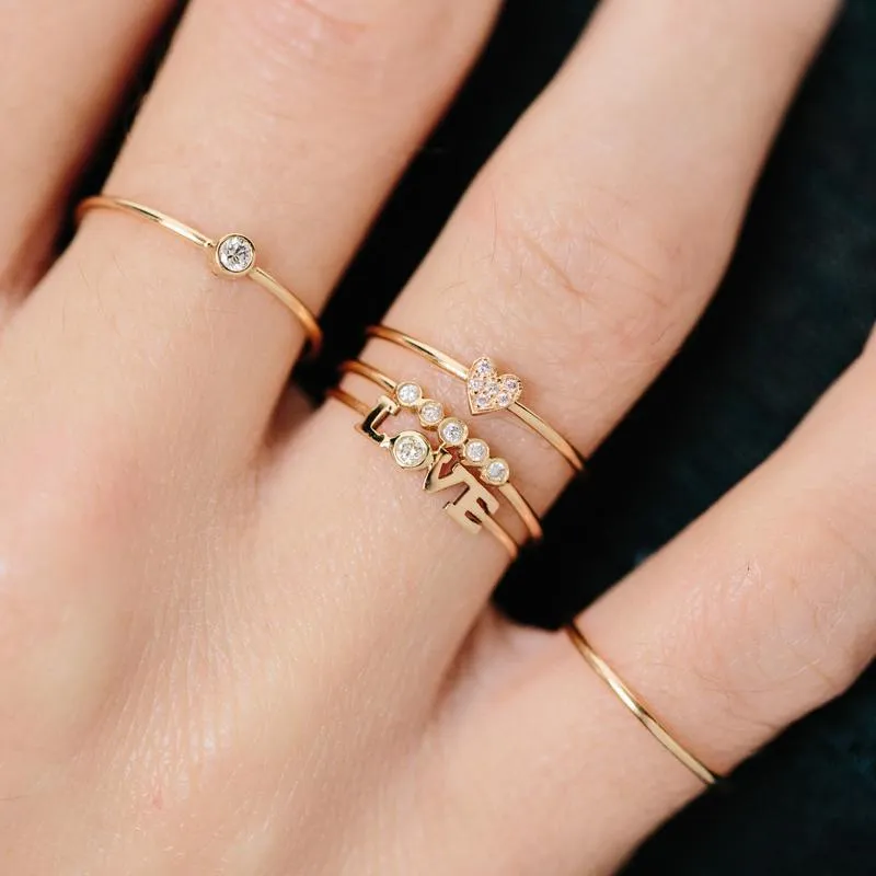 14k Single Diamond Ring