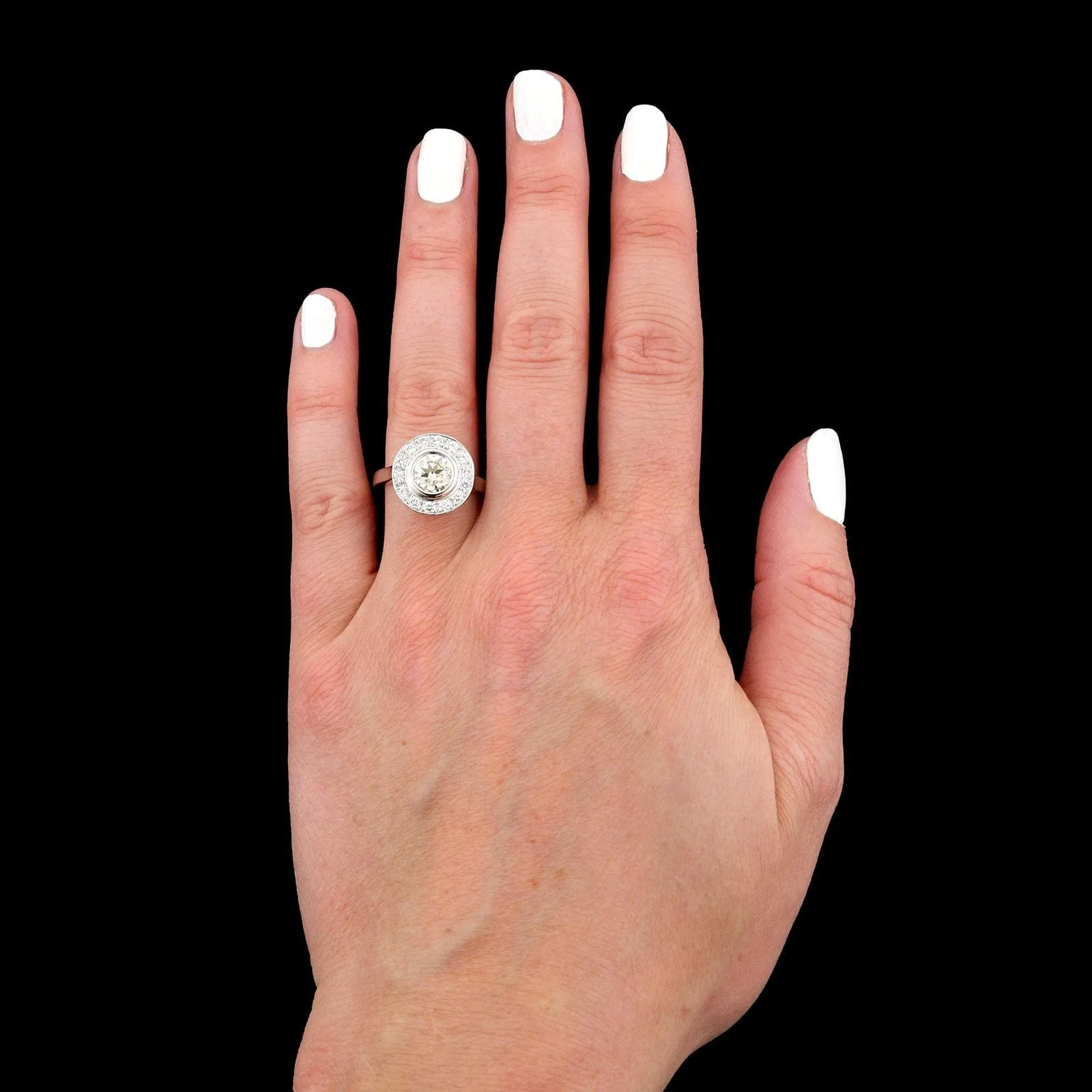 14K White Gold Diamond Halo Ring