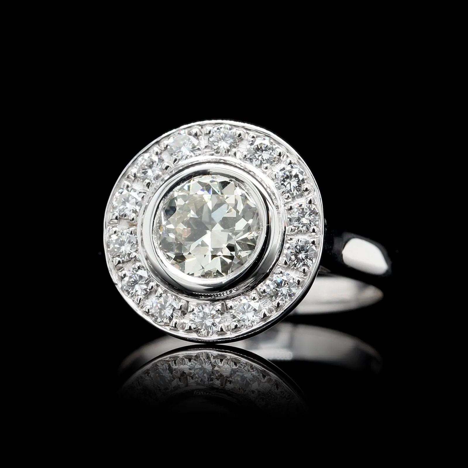 14K White Gold Diamond Halo Ring