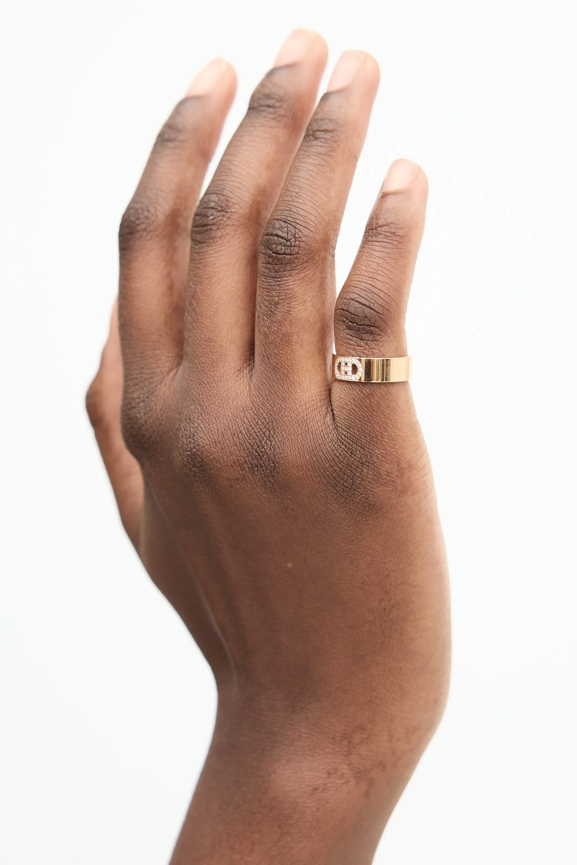 18K Rose Gold & Diamond H D'Ancre Ring