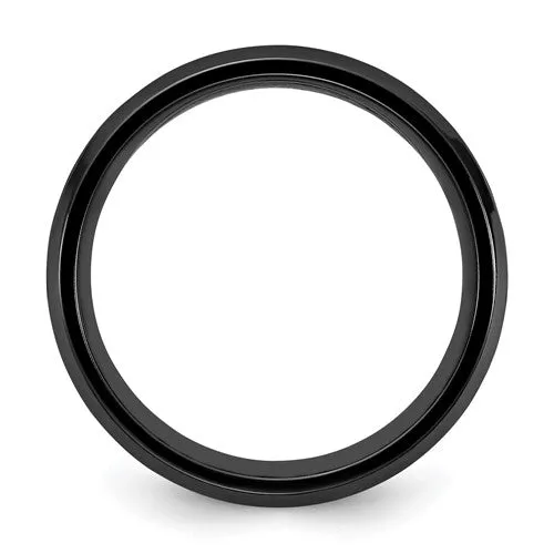 Black Zirconium Polished with Blue Opal Inlay 8mm Band
