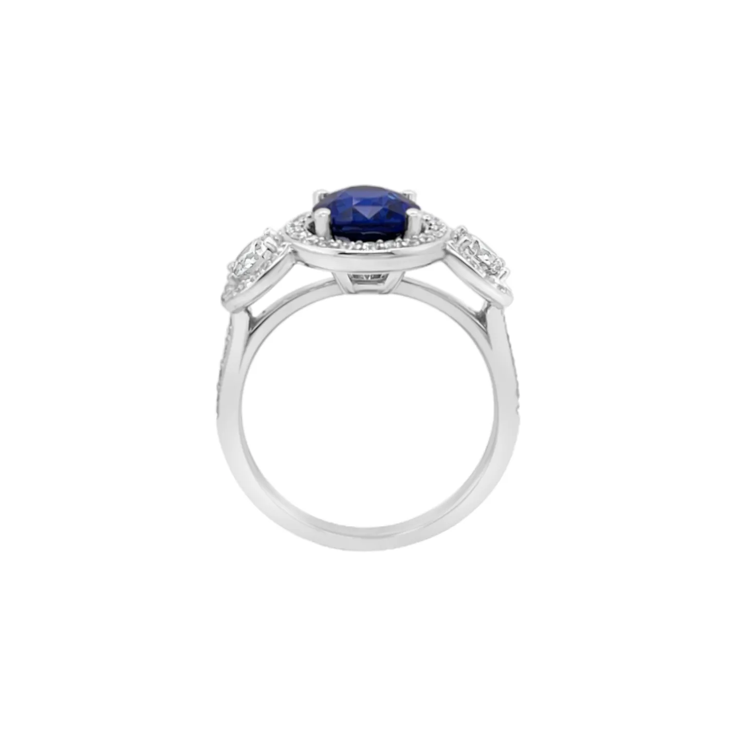 Ceylon Sapphire & Diamond Triple Halo Ring