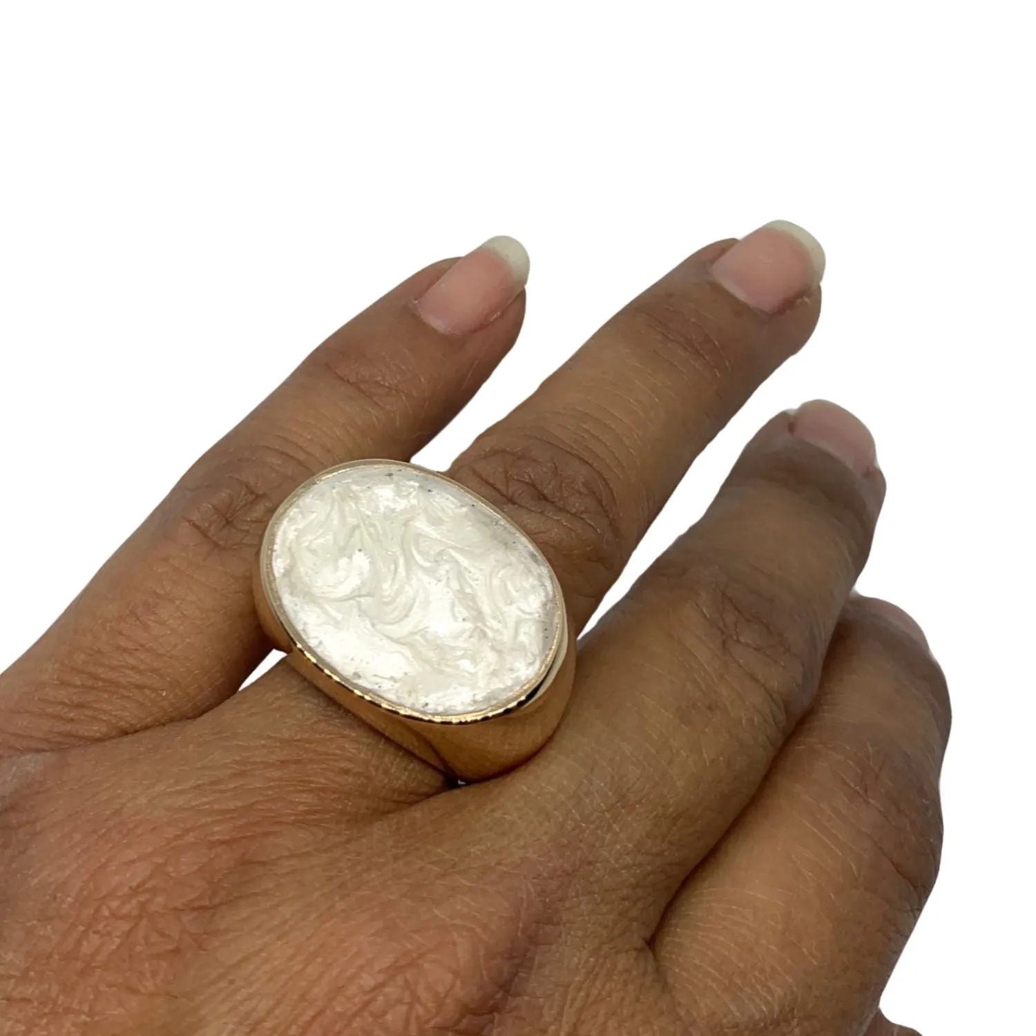 Cocktail Enamel Pearl Brass