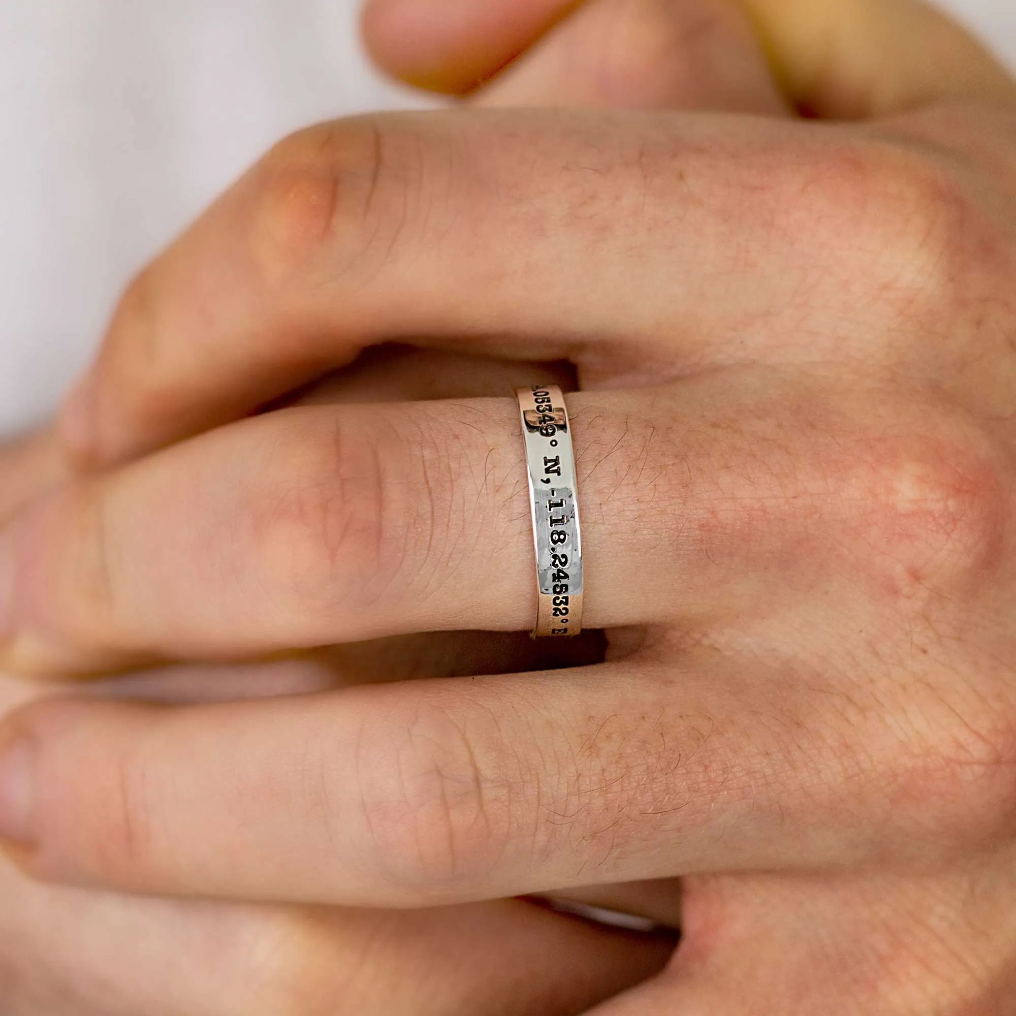 Coordinates Latitude Longitude Silver Band Ring