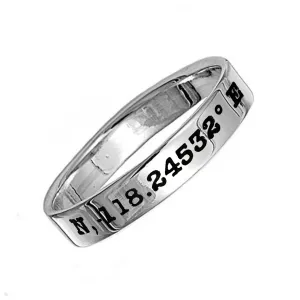 Coordinates Latitude Longitude Silver Band Ring