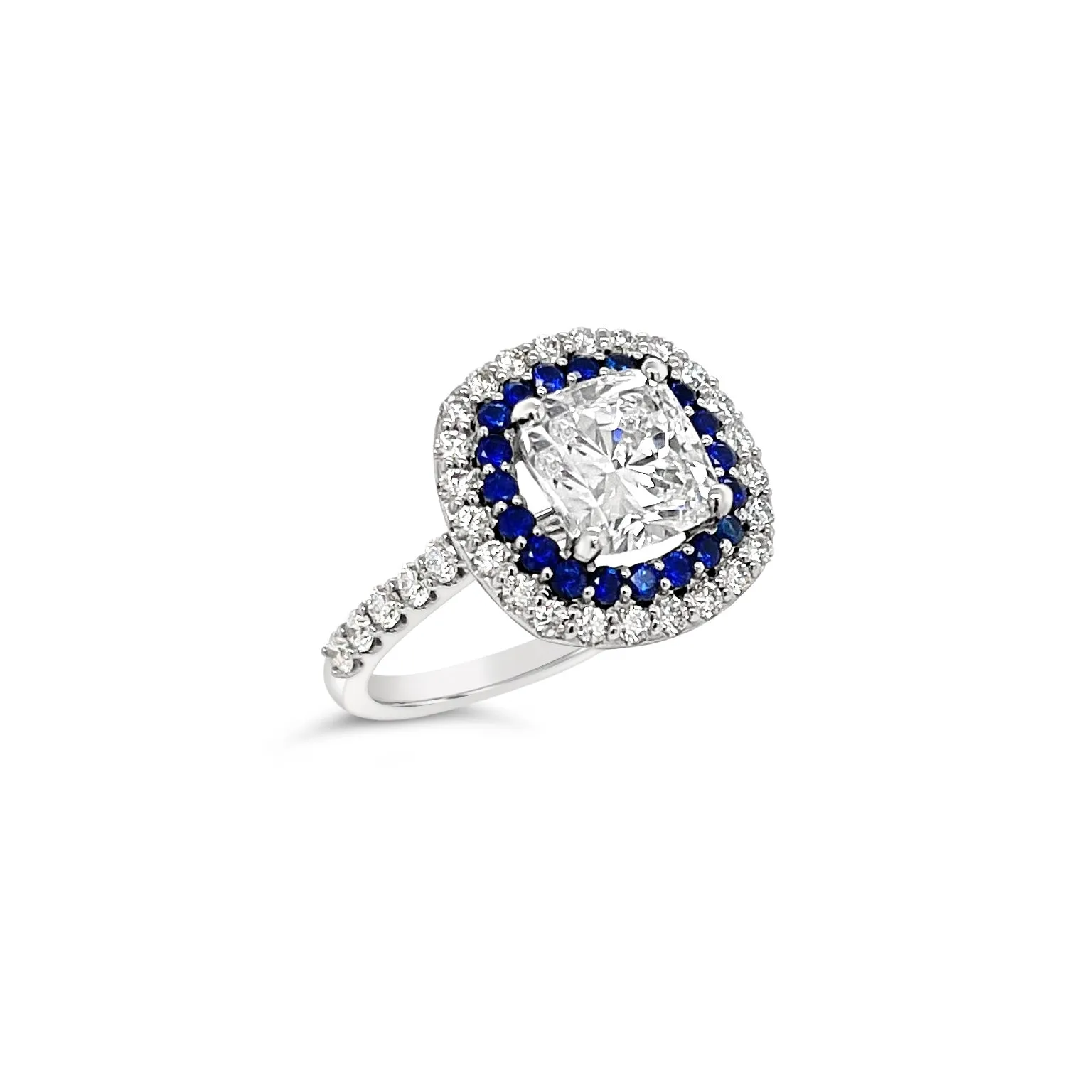 Cushion Cut Diamond Double Halo Engagement Ring