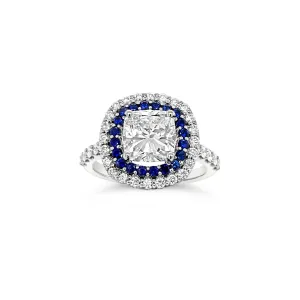Cushion Cut Diamond Double Halo Engagement Ring
