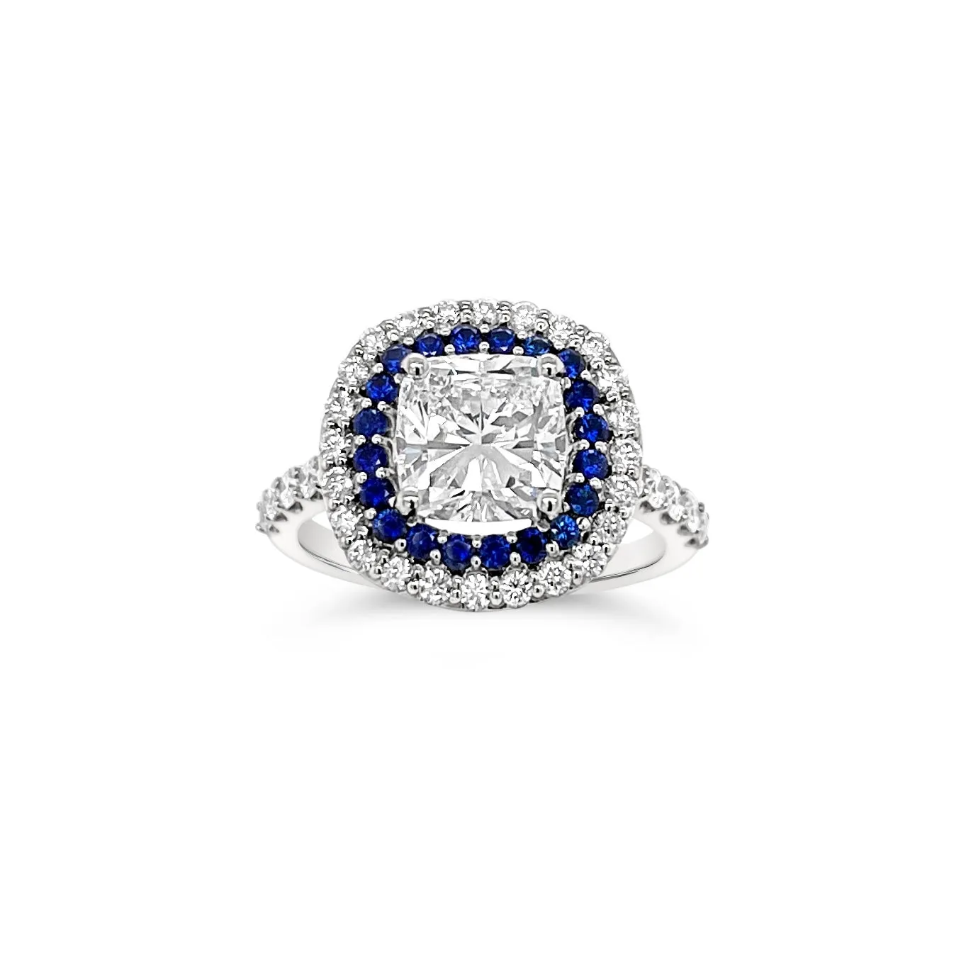 Cushion Cut Diamond Double Halo Engagement Ring