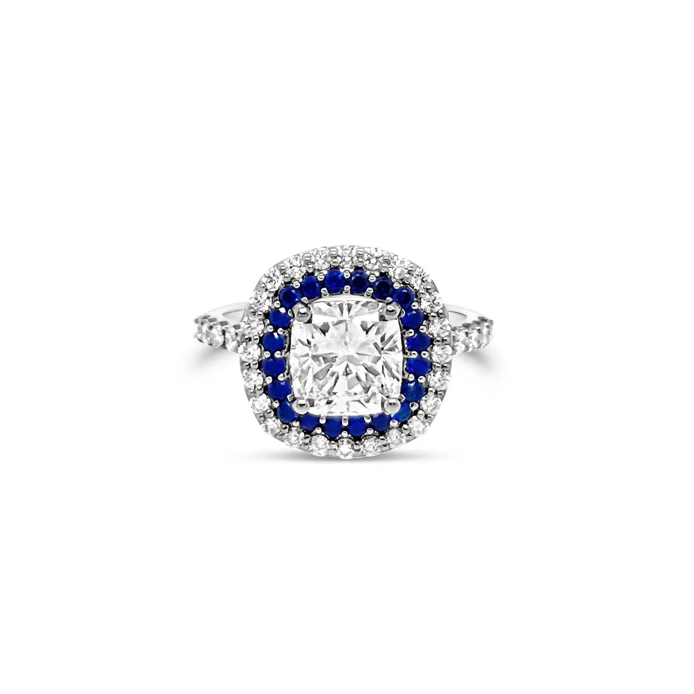 Cushion Cut Diamond Double Halo Engagement Ring