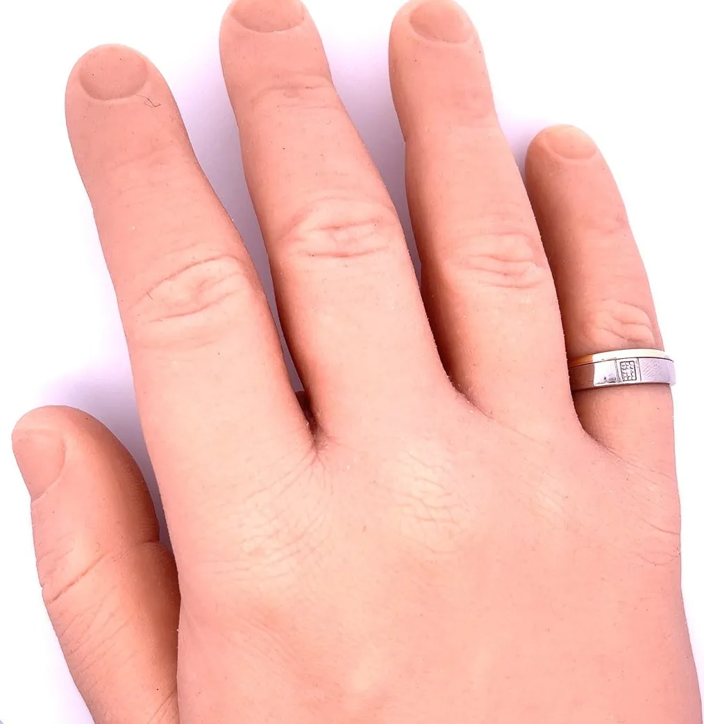 Diamond 9ct White & Yellow Gold Wedding Ring