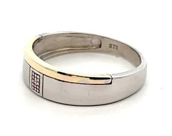 Diamond 9ct White & Yellow Gold Wedding Ring