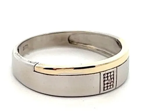Diamond 9ct White & Yellow Gold Wedding Ring