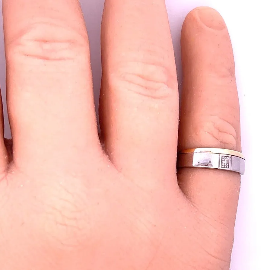 Diamond 9ct White & Yellow Gold Wedding Ring