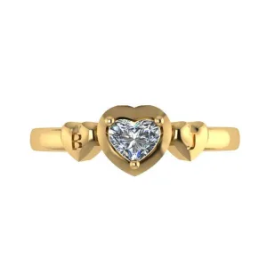 Diamond Heart Ring with Engraving