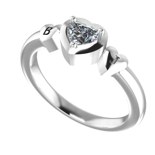 Diamond Heart Ring with Engraving