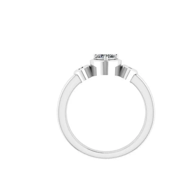 Diamond Heart Ring with Engraving
