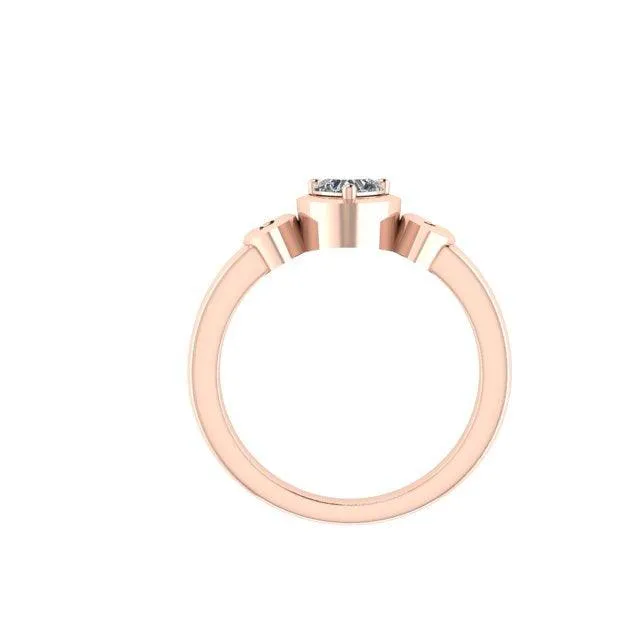 Diamond Heart Ring with Engraving