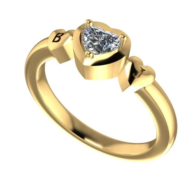 Diamond Heart Ring with Engraving