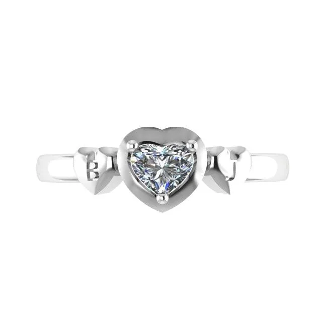 Diamond Heart Ring with Engraving