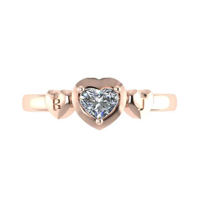 Diamond Heart Ring with Engraving