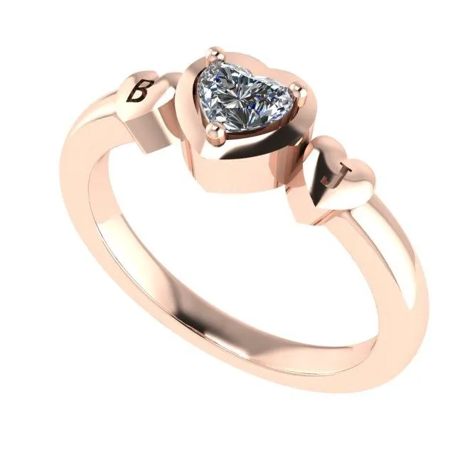 Diamond Heart Ring with Engraving