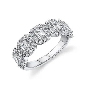 Emerald-Cut Diamond Five Halo Ring