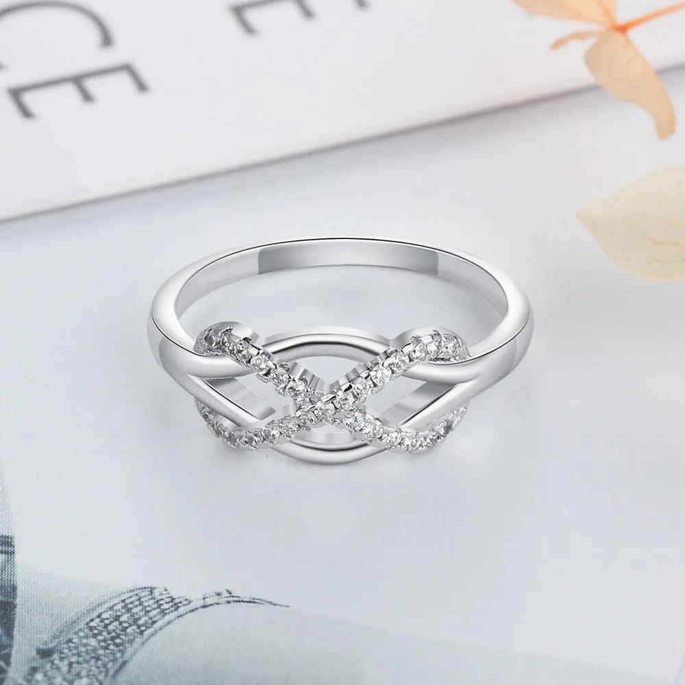Engraved Infinity Love Ring- Rhodium Plated Ring