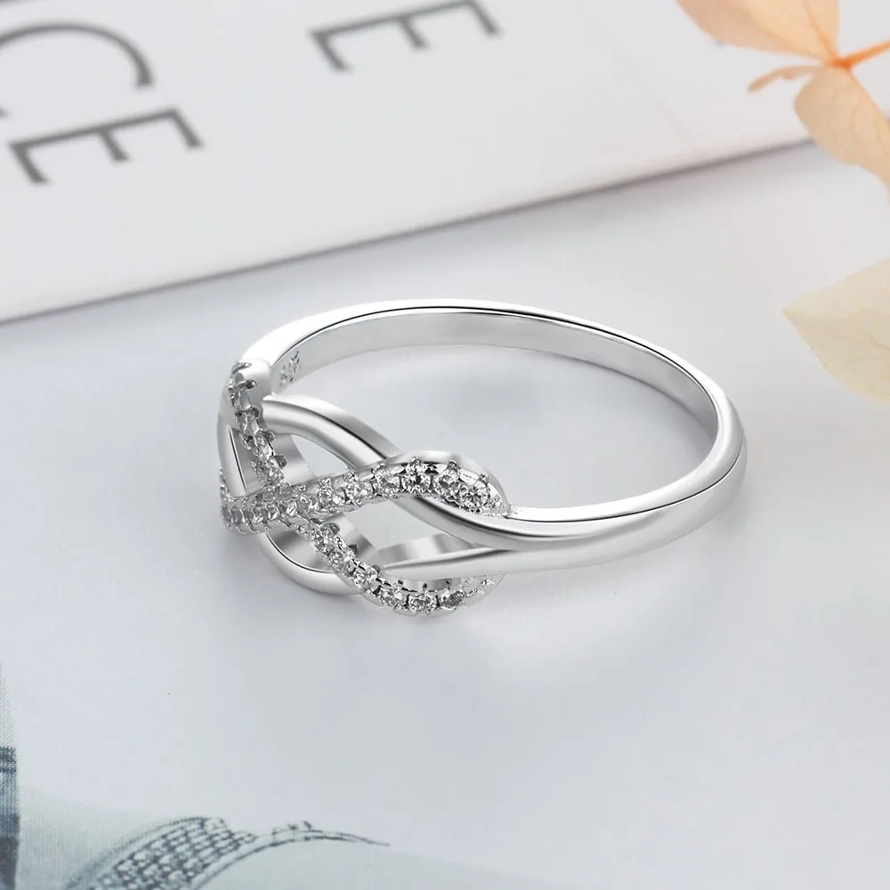 Engraved Infinity Love Ring- Rhodium Plated Ring