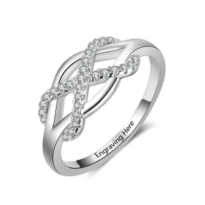 Engraved Infinity Love Ring- Rhodium Plated Ring
