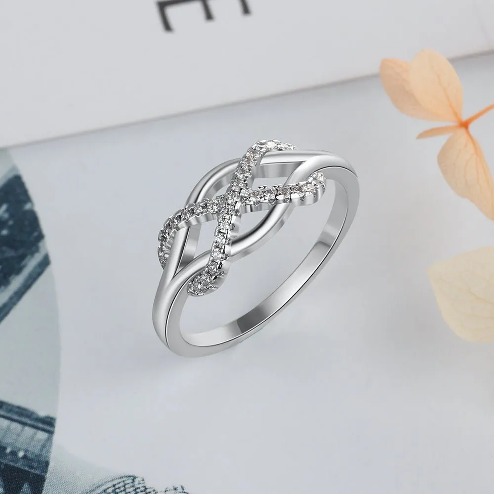 Engraved Infinity Love Ring- Rhodium Plated Ring