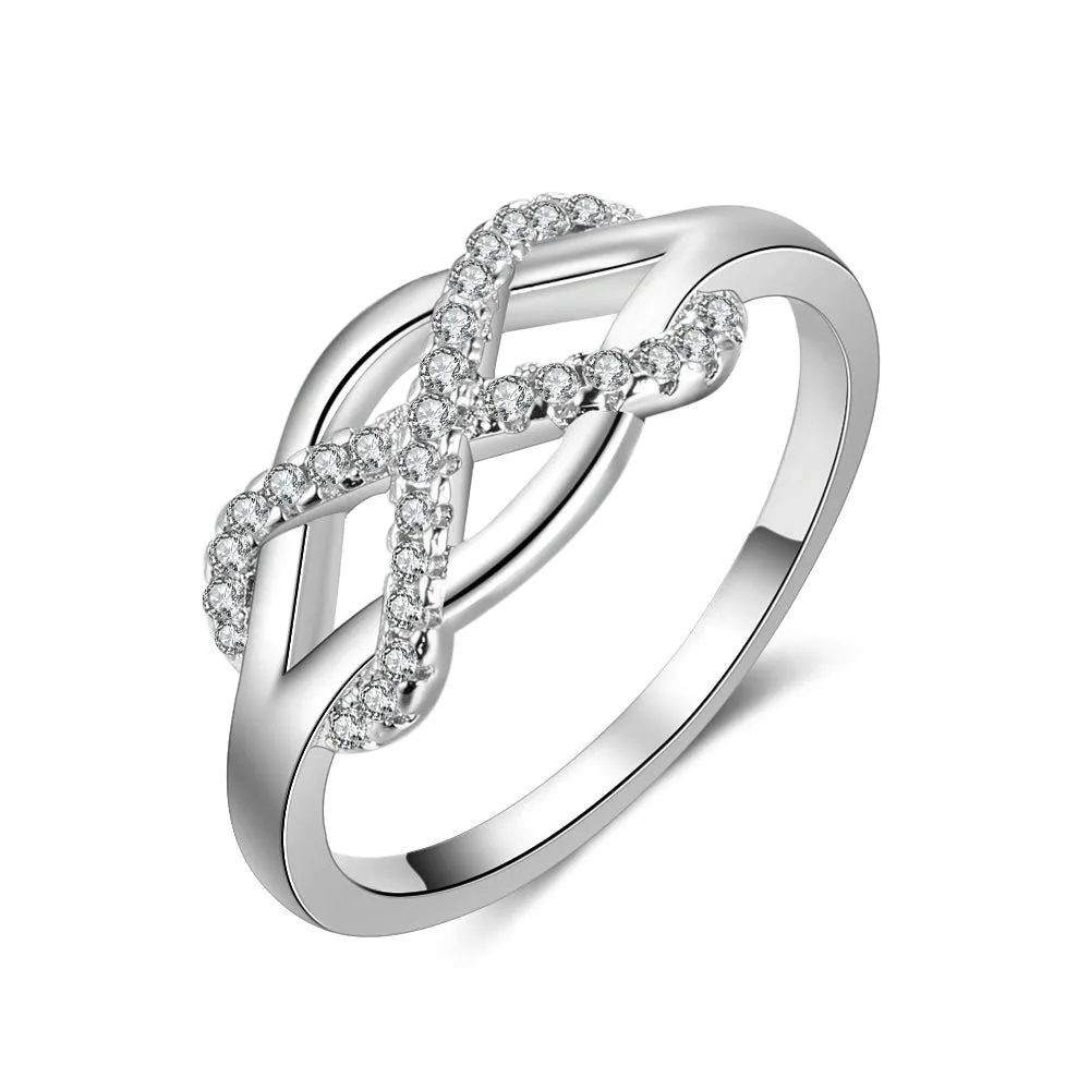 Engraved Infinity Love Ring- Rhodium Plated Ring