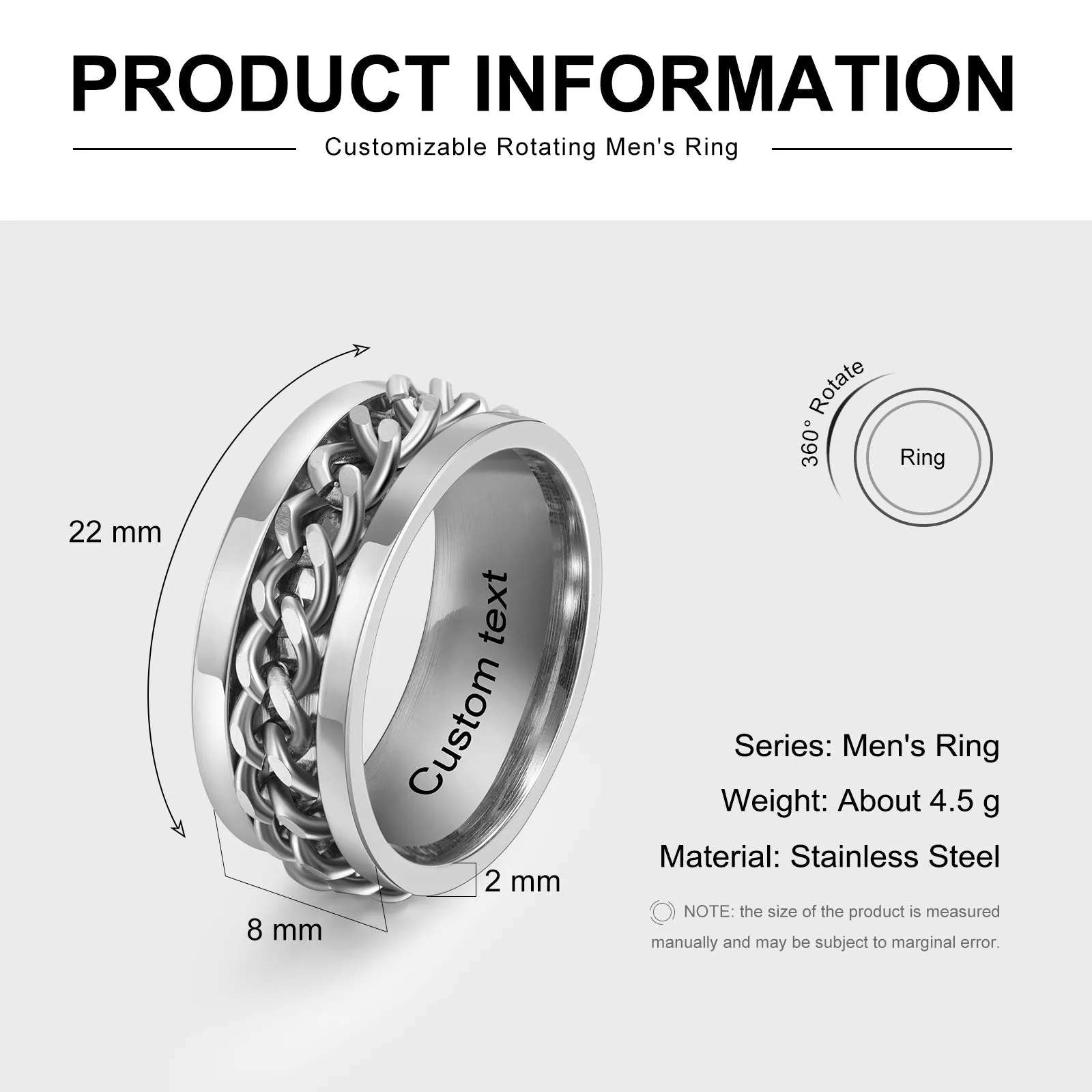 Fidget Ring For Him-Stainless Steel Ring