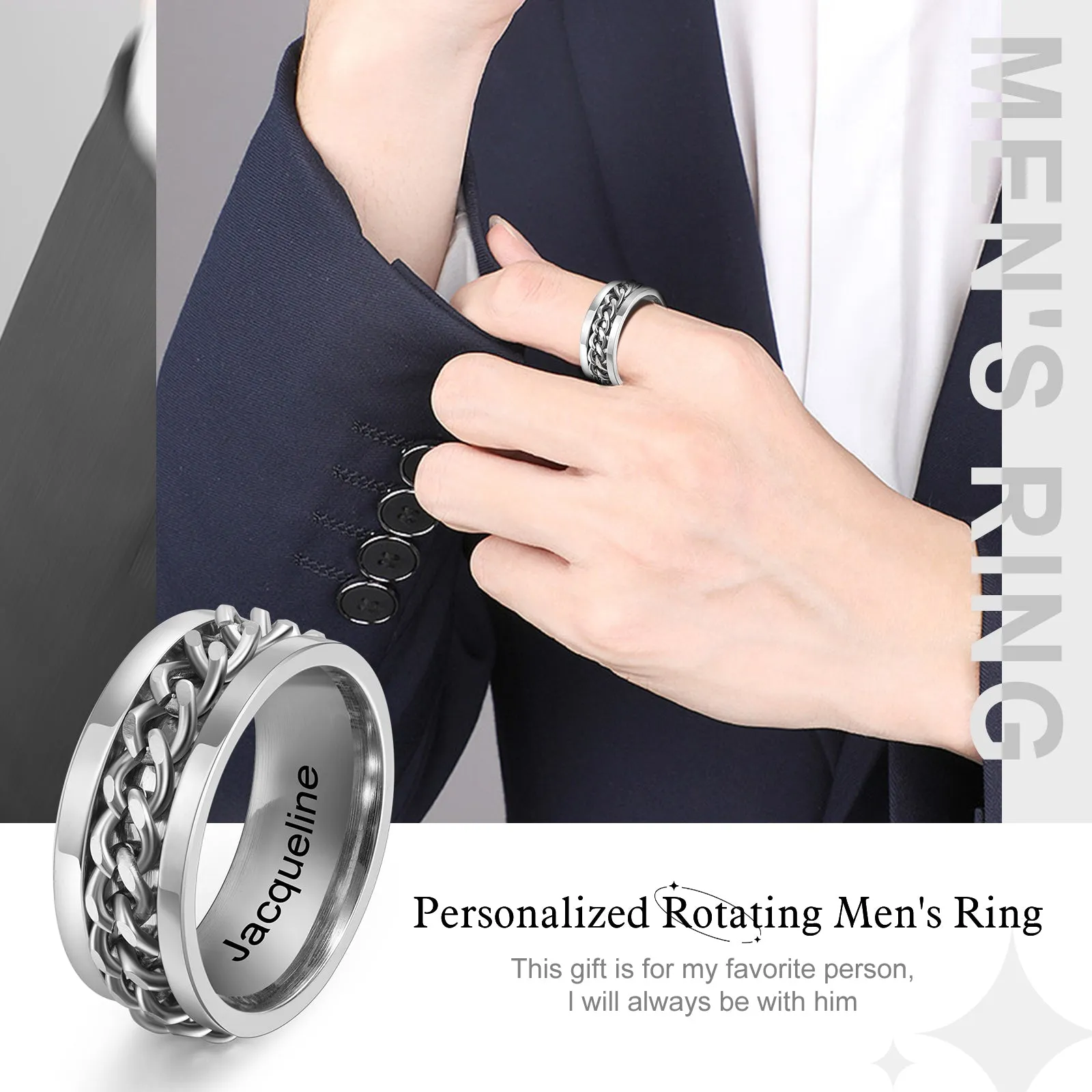 Fidget Ring For Him-Stainless Steel Ring