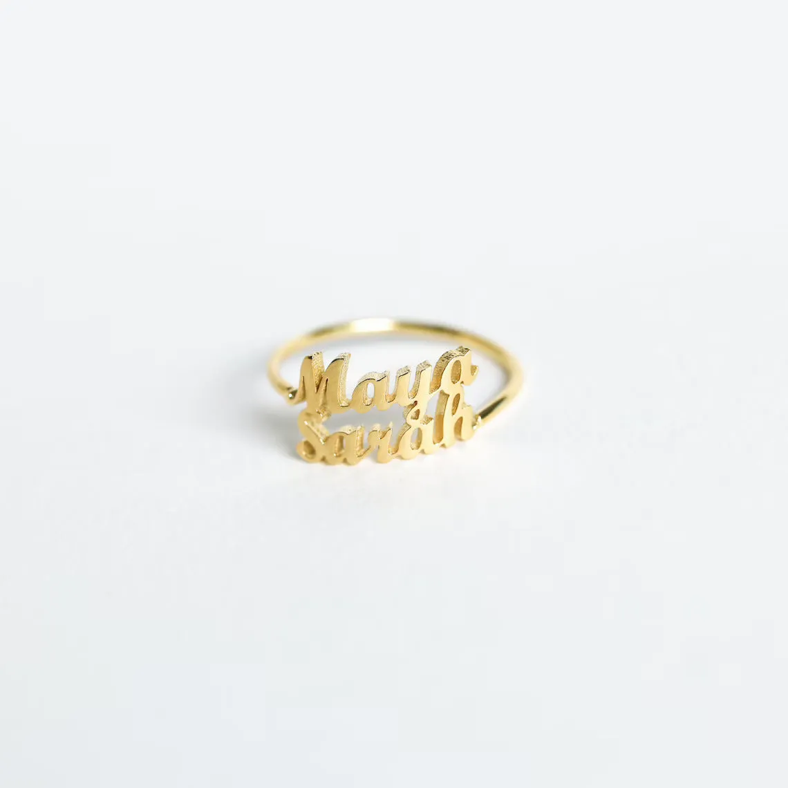 Gold Plated Couple Name Ring - Adjustable