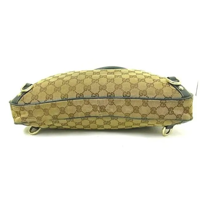 Gucci Abbey Vintage Brown Large G Logo Print Canvas And Teal Green Leather