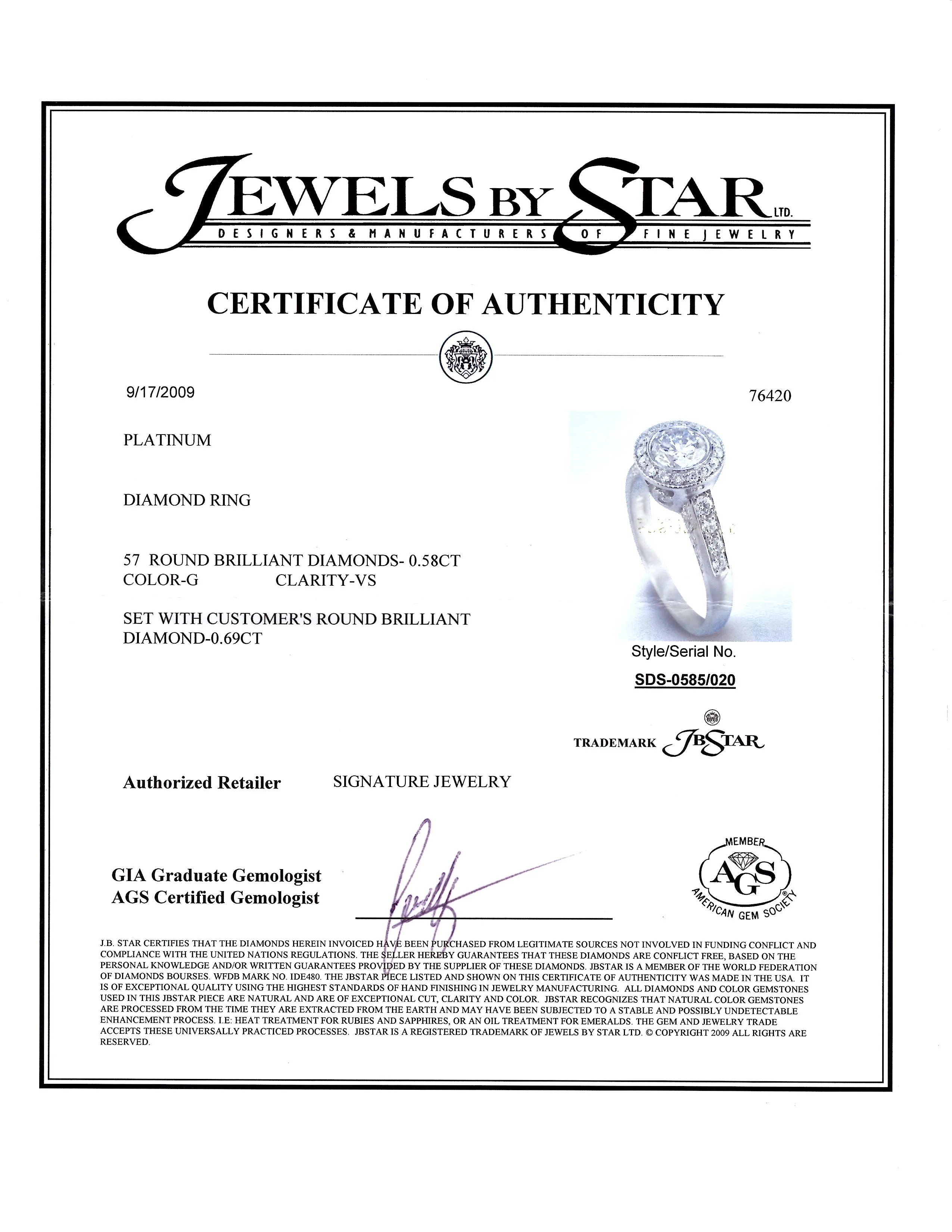 JB Star Diamond Ring in Platinum