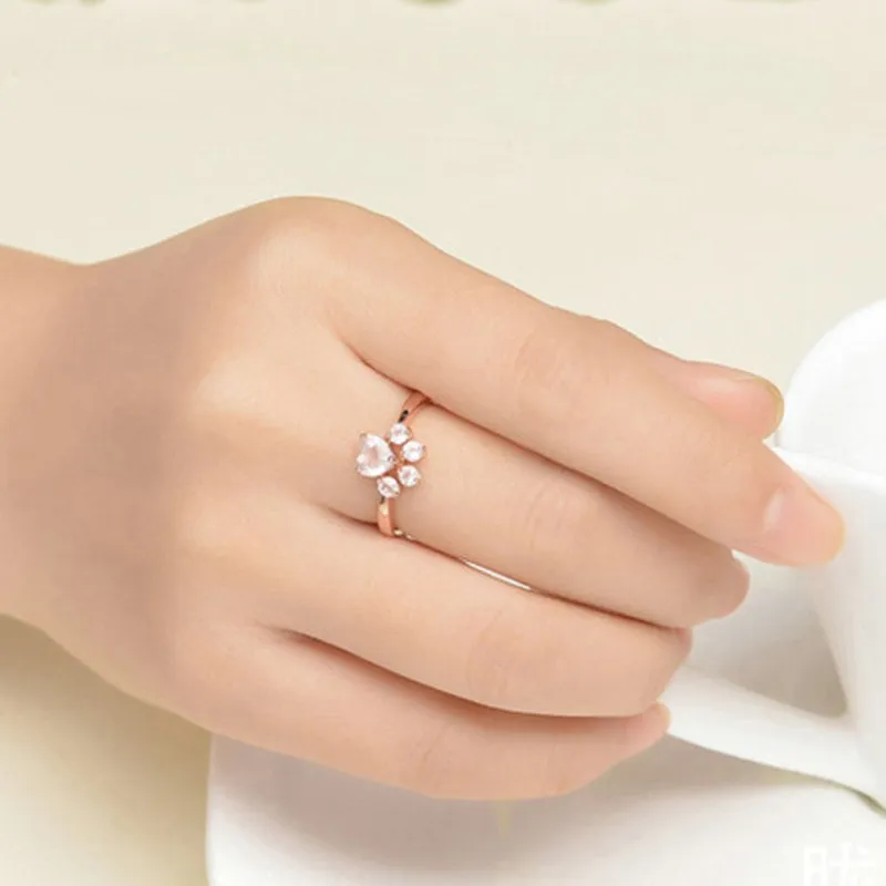 Kawaii Rose Gold Cat Paw Ring
