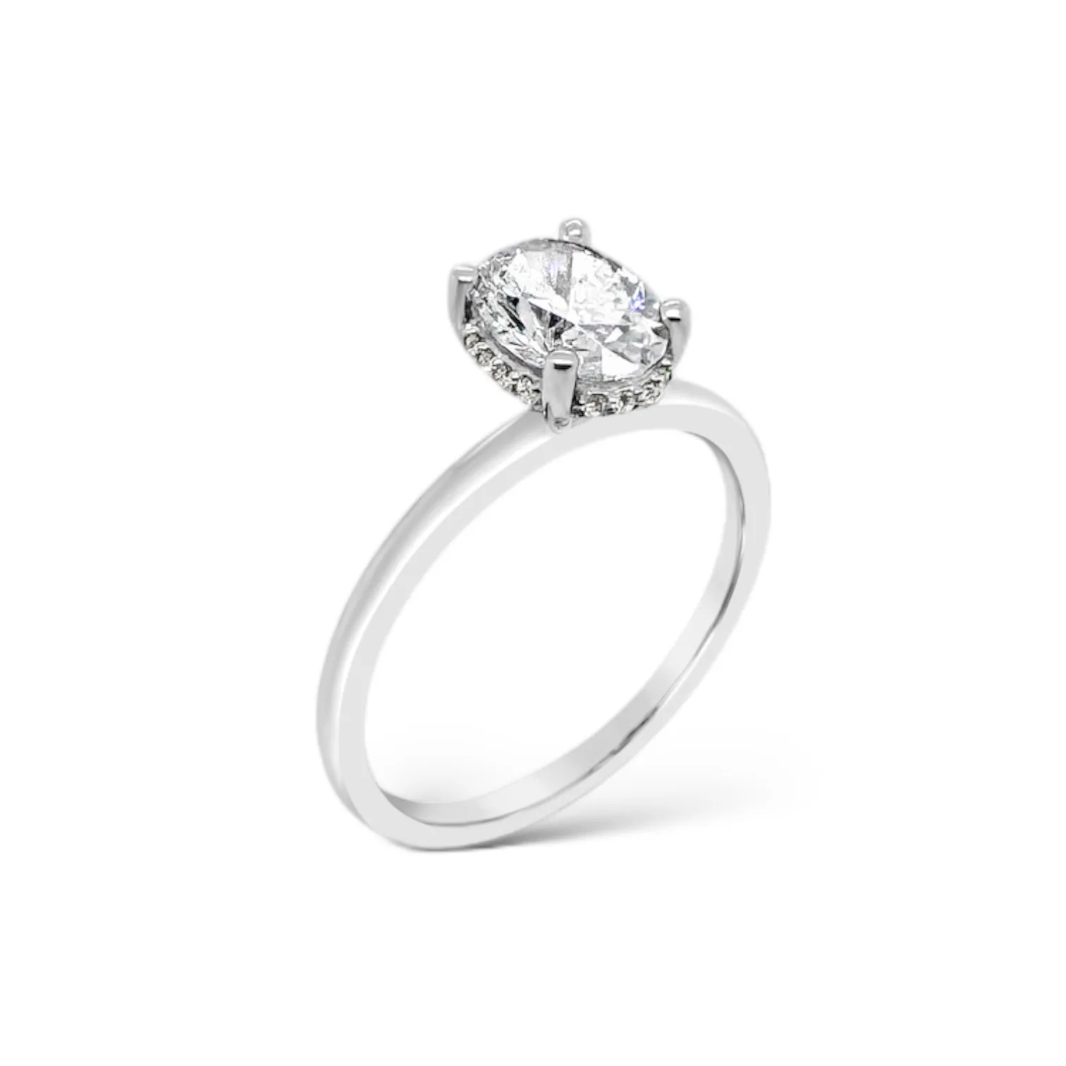 Oval Diamond Hidden Halo Solitaire Engagement Ring