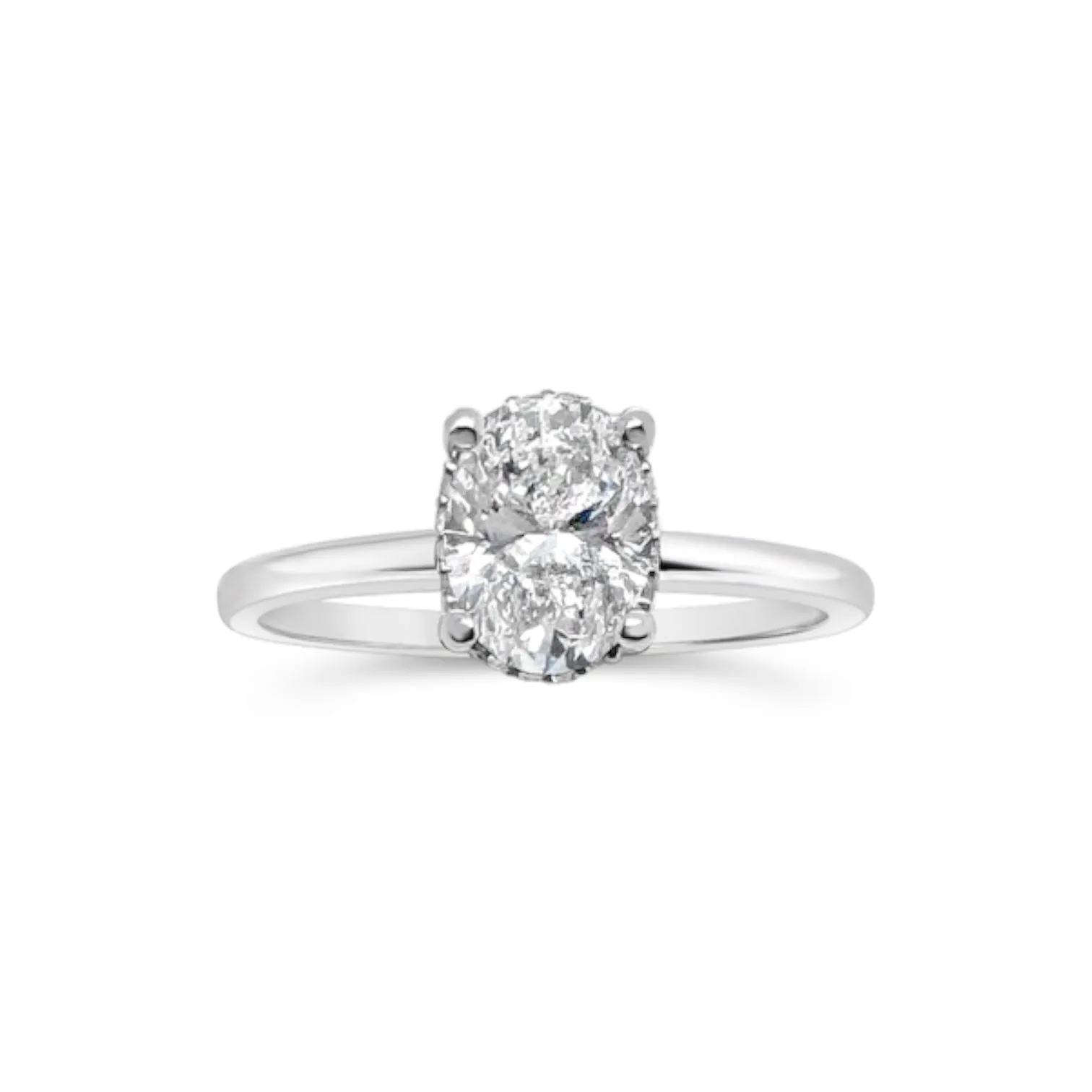 Oval Diamond Hidden Halo Solitaire Engagement Ring