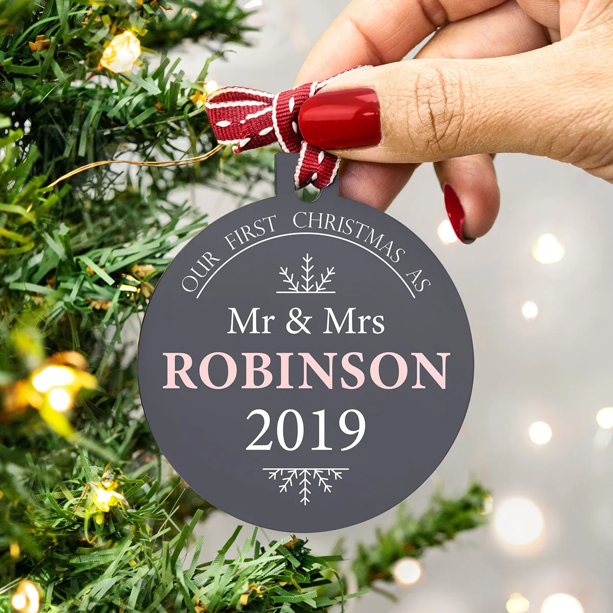 Personalised Mr And Mrs Christmas Bauble