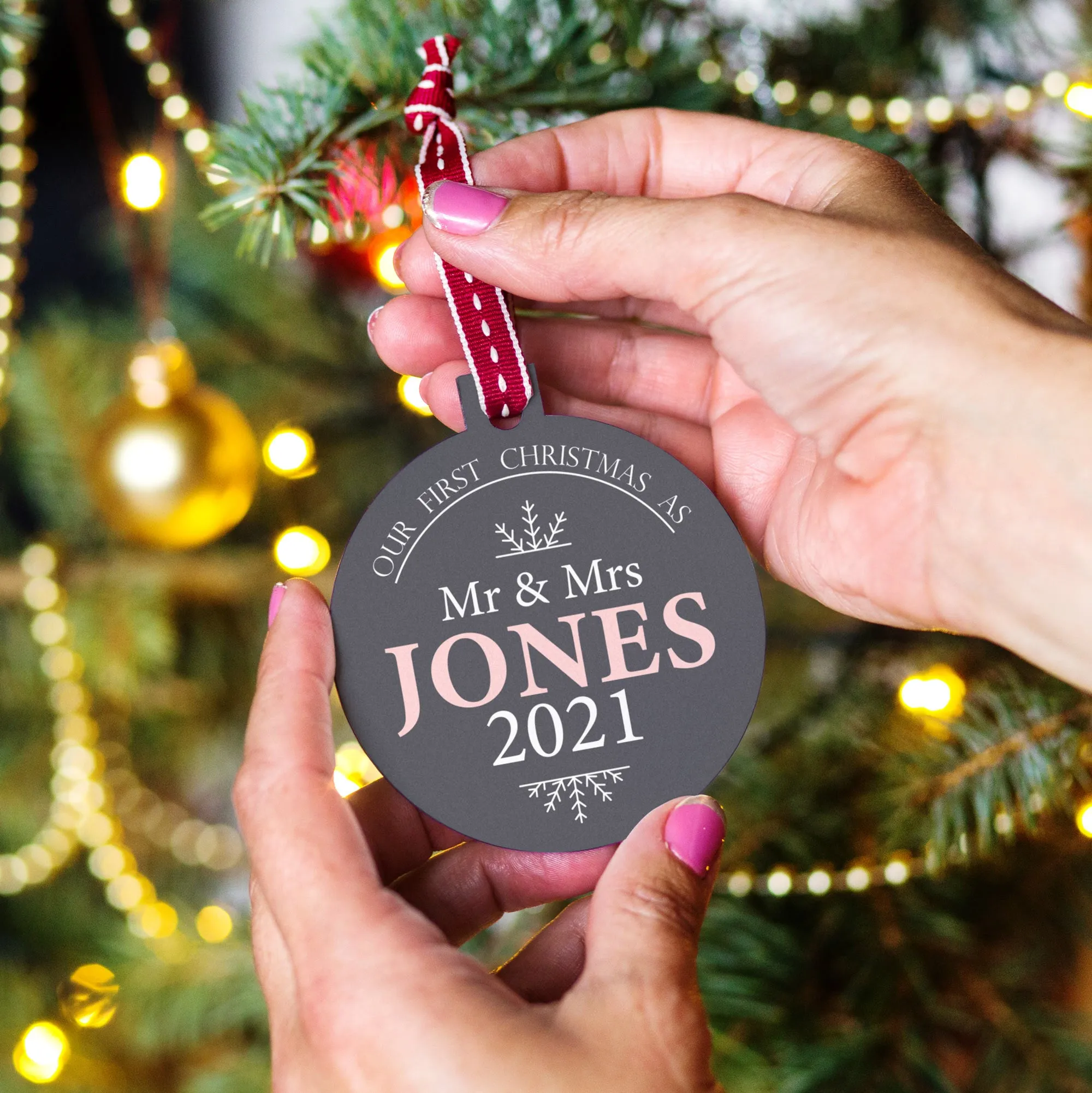 Personalised Mr And Mrs Christmas Bauble