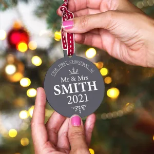 Personalised Mr And Mrs Christmas Bauble