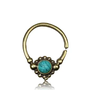 Shyla Septum Ring - Brass - Turquoise