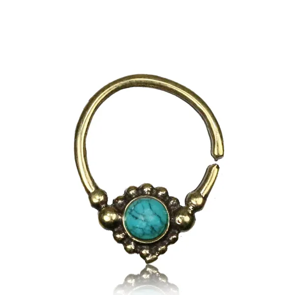 Shyla Septum Ring - Brass - Turquoise