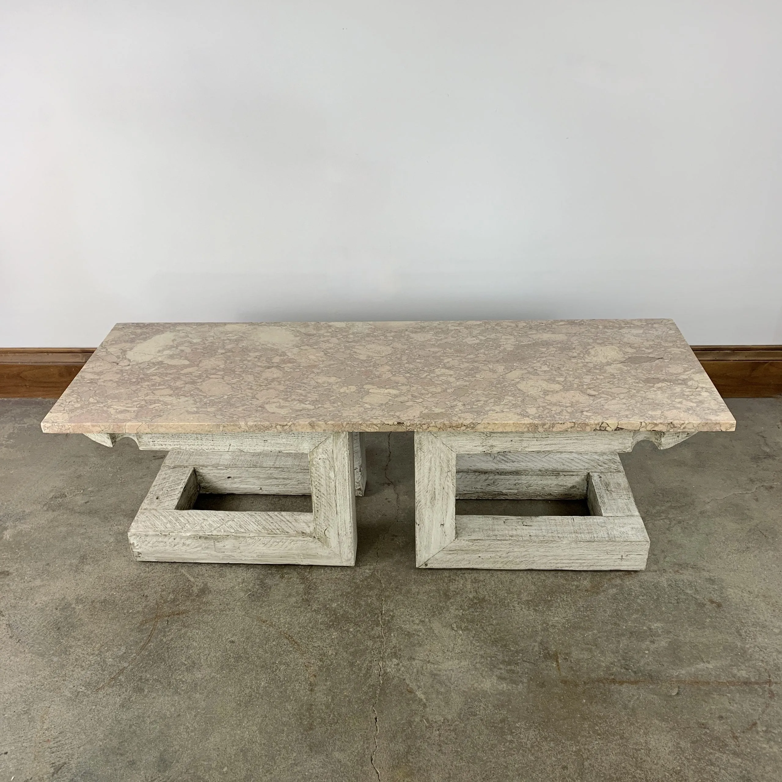 Stone Top Coffee Table, Custom, Rustic, Rose Marble